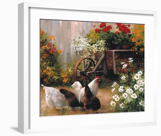 Hens in the Garden-Lise Auger-Framed Art Print