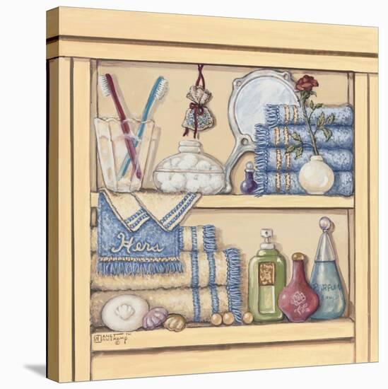 Her Bathroom Shelf-Janet Kruskamp-Stretched Canvas