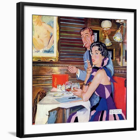 Her Business Was Men  - Saturday Evening Post "Leading Ladies", December 12, 1953 pg.37-Bernard D'Andrea-Framed Giclee Print