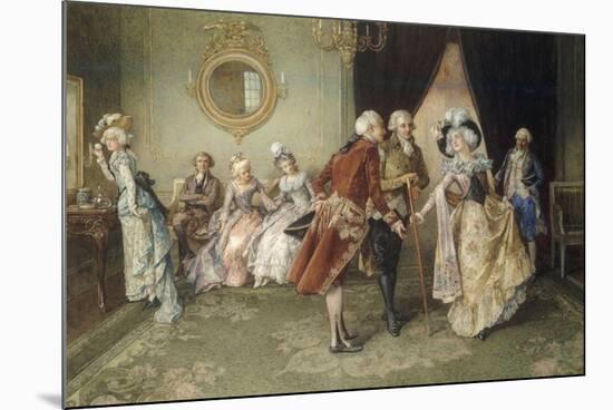 Her Debut, 1903 (18th century scene)-Henry Gillard Glindoni-Mounted Giclee Print