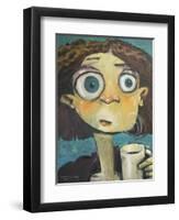 Her First Sip of Coffee-Tim Nyberg-Framed Premium Giclee Print