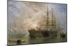 Her Majesty's Troop Ships receiving Stores in Portsmouth Harbour, 1880-Claude T. Stanfield Moore-Mounted Giclee Print