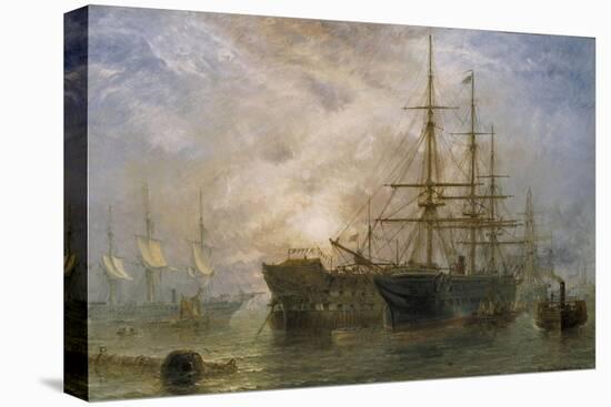 Her Majesty's Troop Ships receiving Stores in Portsmouth Harbour, 1880-Claude T. Stanfield Moore-Stretched Canvas