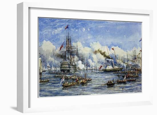 Her Majesty's Visit to the Flagship on August 11, 1853, Showing the Ships 'Duke of Wellington' and-William Adolphus Knell-Framed Giclee Print