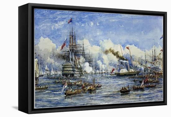 Her Majesty's Visit to the Flagship on August 11, 1853, Showing the Ships 'Duke of Wellington' and-William Adolphus Knell-Framed Stretched Canvas