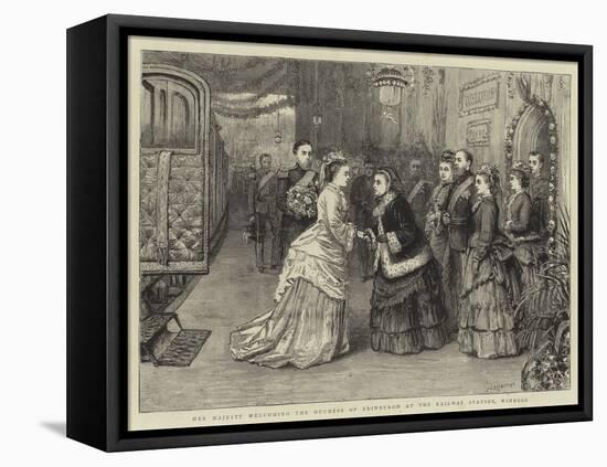 Her Majesty Welcoming the Duchess of Edinburgh at the Railway Station, Windsor-George Goodwin Kilburne-Framed Stretched Canvas