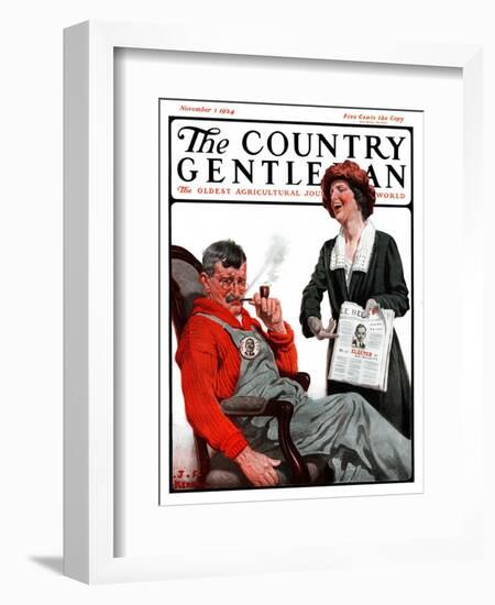 "Her Man Won!," Country Gentleman Cover, November 1, 1924-J.F. Kernan-Framed Giclee Print