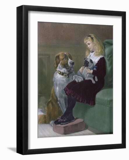 Her Only Playmates, Engraved by George H. Every, Pub by Arthur Lucas, 1872-Heywood Hardy-Framed Giclee Print