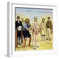 Her Trainer Smothered Her in Grease for Her Second Attempt in 1926-Alberto Salinas-Framed Giclee Print