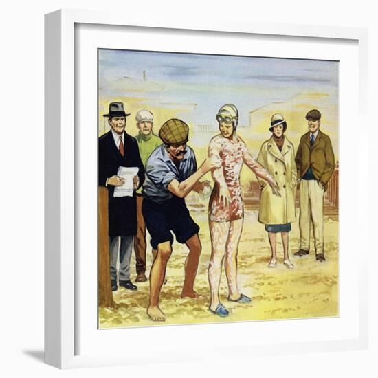 Her Trainer Smothered Her in Grease for Her Second Attempt in 1926-Alberto Salinas-Framed Giclee Print