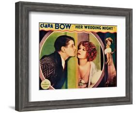 HER WEDDING NIGHT, l-r: Ralph Forbes, Clara Bow on lobbycard, 1930-null-Framed Art Print