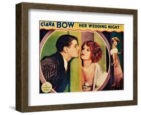 HER WEDDING NIGHT, l-r: Ralph Forbes, Clara Bow on lobbycard, 1930-null-Framed Art Print