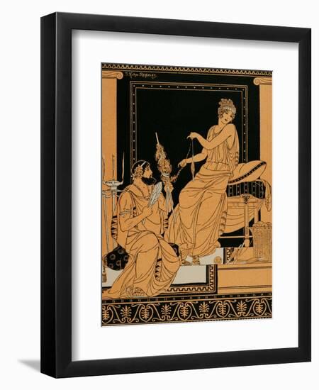 Heracles and Omphale. Drawing by J. Kuhn Regnier-null-Framed Giclee Print