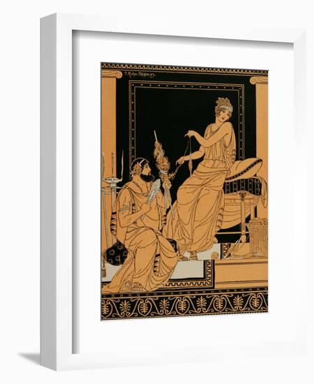 Heracles and Omphale. Drawing by J. Kuhn Regnier-null-Framed Giclee Print