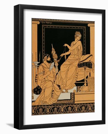 Heracles and Omphale. Drawing by J. Kuhn Regnier-null-Framed Giclee Print