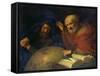 Heraclitus and Democritus with a Globe Depicting South America-Hendrick Bloemaert-Framed Stretched Canvas