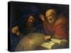 Heraclitus and Democritus with a Globe Depicting South America-Hendrick Bloemaert-Stretched Canvas
