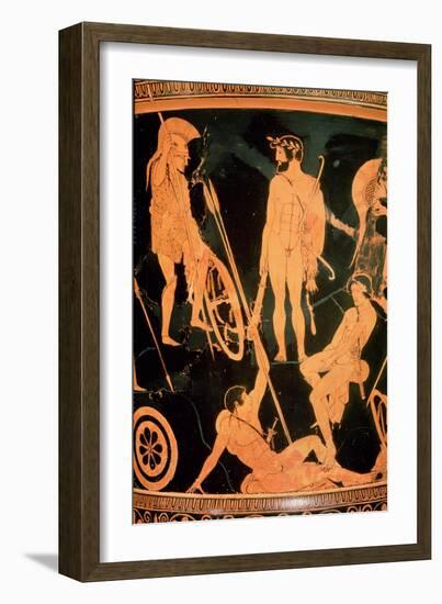 Herakles and Greek Heroes, Detail from an Attic Red-Figure Calyx-Krater, circa 490 BC-Niobid Painter-Framed Giclee Print