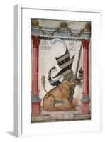 Heraldic Symbol Depicting a Crest with a Lion, Sparks and Buckets of Galeazzo Maria Sforza-null-Framed Giclee Print