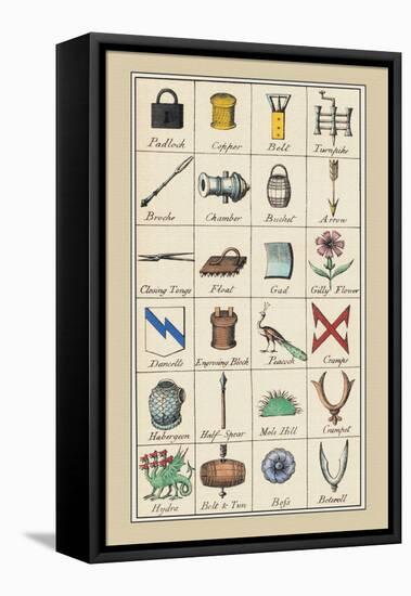 Heraldic Symbols: Padlock and Copper-Hugh Clark-Framed Stretched Canvas