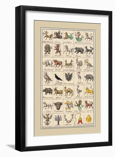 Heraldic Symbols: Sagittarius and Spinx-Hugh Clark-Framed Art Print