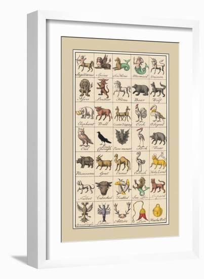 Heraldic Symbols: Sagittarius and Spinx-Hugh Clark-Framed Art Print