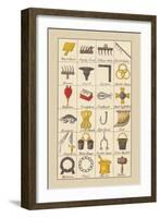 Heraldic Symbols: Wool Card and Jersey Comb-Hugh Clark-Framed Art Print