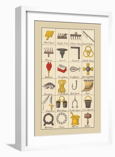 Heraldic Symbols: Wool Card and Jersey Comb-Hugh Clark-Framed Art Print