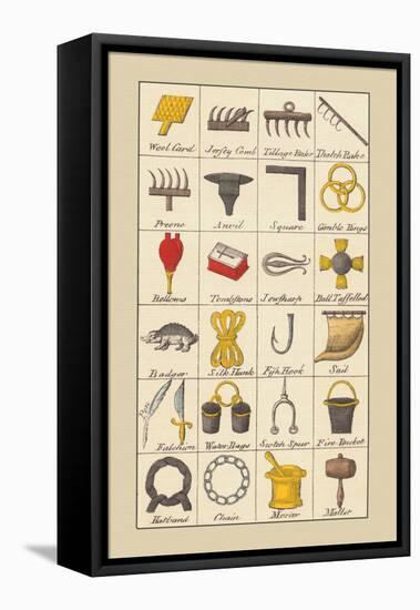 Heraldic Symbols: Wool Card and Jersey Comb-Hugh Clark-Framed Stretched Canvas