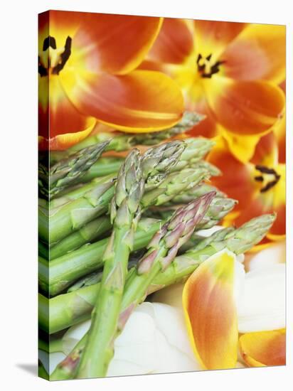 Heralds of Spring: Green Asparagus and Tulips-Linda Burgess-Stretched Canvas