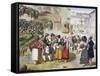 Herb Sellers in Piazza Barberini in Rome-Achille Pinelli-Framed Stretched Canvas