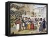 Herb Sellers in Piazza Barberini in Rome-Achille Pinelli-Framed Stretched Canvas