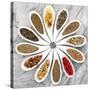 Herb Tea Selection In White Porcelain Dishes Over Marble Background-marilyna-Stretched Canvas