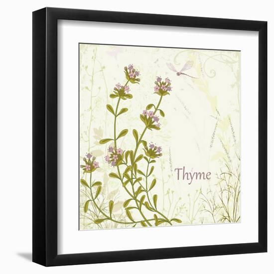 Herb Thyme on Floral Background-Milovelen-Framed Art Print