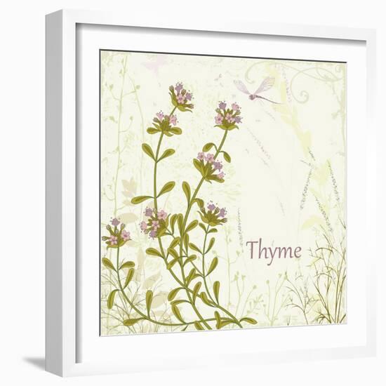 Herb Thyme on Floral Background-Milovelen-Framed Art Print
