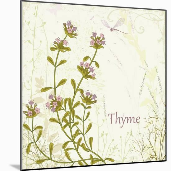 Herb Thyme on Floral Background-Milovelen-Mounted Art Print