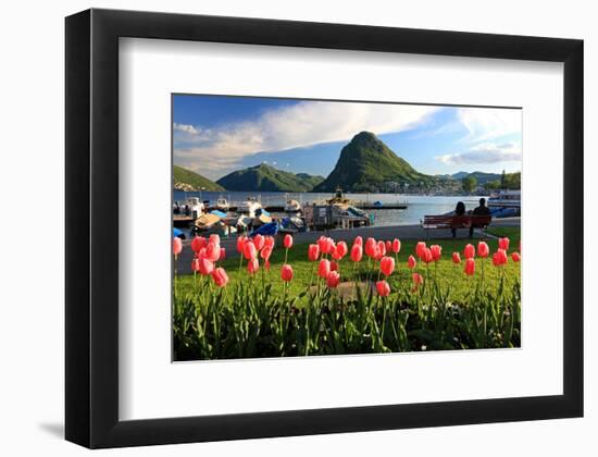 Herbaceous Borders on the Lakeside Promenade in the District of Castagnola-null-Framed Art Print