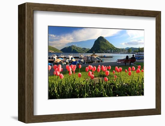 Herbaceous Borders on the Lakeside Promenade in the District of Castagnola-null-Framed Art Print