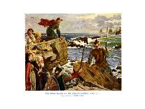 Watching the Approach of Danish Raiders from the English Coast-Herbert A. Bone-Mounted Art Print