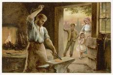 The Village Blacksmith in His Smithy-Herbert Dicksee-Art Print