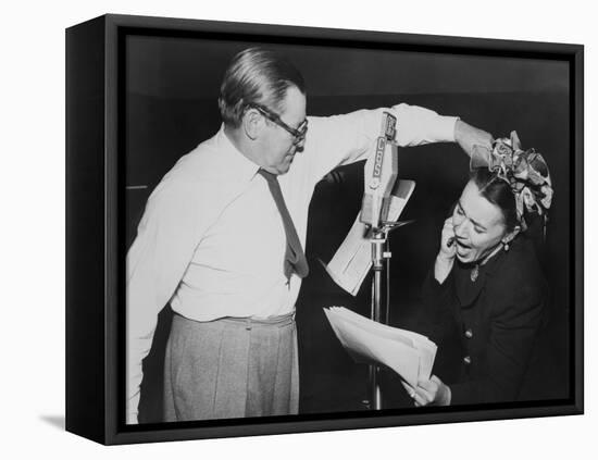 Herbert Marshall Striking a Blow, Murdering His 'Wife', in a Radio Play, 'Back for the Holidays'-null-Framed Stretched Canvas