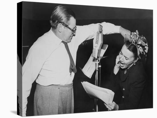 Herbert Marshall Striking a Blow, Murdering His 'Wife', in a Radio Play, 'Back for the Holidays'-null-Stretched Canvas