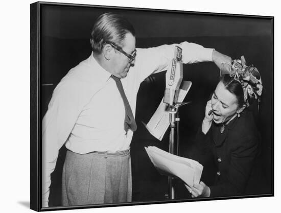 Herbert Marshall Striking a Blow, Murdering His 'Wife', in a Radio Play, 'Back for the Holidays'-null-Framed Photo