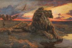 Study for the Dying Lion (Watercolour)-Herbert Thomas Dicksee-Stretched Canvas