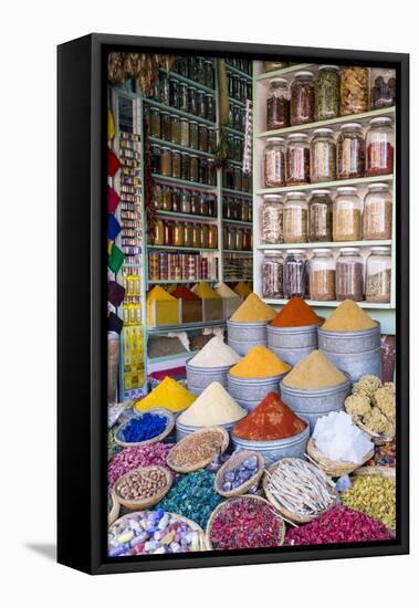 Herbs and Spices for Sale in Souk, Medina, Marrakesh, Morocco, North Africa, Africa-Stephen Studd-Framed Stretched Canvas