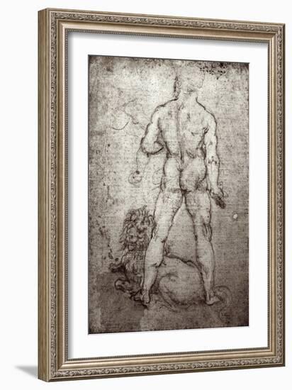 Hercules and the Nemean Lion, c.1504-8-Leonardo da Vinci-Framed Giclee Print