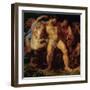 Hercules, Drunk, Led by a Nymph and a Satyr, circa 1612-14-Peter Paul Rubens-Framed Giclee Print