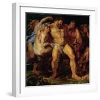 Hercules, Drunk, Led by a Nymph and a Satyr, circa 1612-14-Peter Paul Rubens-Framed Giclee Print