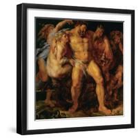Hercules, drunk, led by a nymph and a satyr.-Peter Paul Rubens-Framed Giclee Print