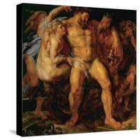 Hercules, drunk, led by a nymph and a satyr.-Peter Paul Rubens-Stretched Canvas